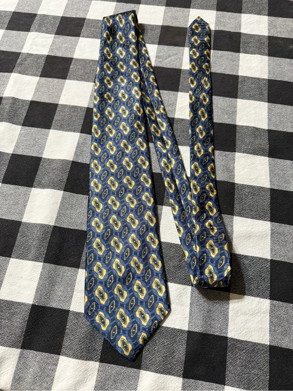 Puritan Navy and Yellow Geometric Silk Tie